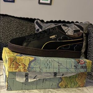 Puma Black and Yellow Cloud Sneakers